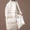 Alegogoの冬の女性の厚い90％ホワイトアヒルダウン長いパーカーカジュアル女性のポケットジッパーの雪の緩んでジャケット211008