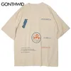 Gonthwid Baleines Imprimer Tee shirts à manches courtes Harajuku Streetwear T-shirts Hommes Hip Hop Mode T-shirts T-shirts Tops Homme 210324