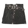 Spódnice modne diamentowe wiertnicze branża ciężki Bright Pas Spódnica w połowie długości