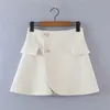Solapa de primavera Un botón Traje corto Chaqueta Crop Top Blazer Mini Falda Moda Mujer de dos piezas 210514