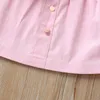 Flickor Flutter ärmar Rompersskirts Outfits Summer 2021 Kidskläder för butik 04T Girls Onesies kjolar 2 PC Set Fashion1467802