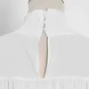 Branco elegante mulheres vestido de gola alta manga longa cintura alta oca out midi vestidos feminino outono moda 210520