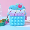 New Cartoon Ice Cream Push Bubble Fidget Toys Rainbow Macaron Fashion Bag Squishy Toy Anti Stress Soft Puzzle Toys for Kids 0969