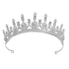 Lujo Color plata Flor de cristal Tiaras nupciales Cubic Zircon Crown Accesorios para el cabello de la boda Rhinestone Pageant Diadema Diadema Clips Barr