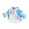 Luxury Gradient Rainbow Dog Shirts Pet Soft Silk Coats Letter Printed Dogs Pajamas Shirt