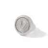 Lyxdesign Roterande bokstav diamant med sidogenar Ringanpassning Guld Silverpläterad Mens Hip Hop Jewelry Gfit251R