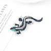Pins, Brooches Unique Gecko Brooch Blue Zircon Eyes Silver Color Inlay Crystal Rose For Women Jewelry Rhinestone Animal Zinc Alloy