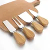 Cheese Knife Set Oak Handle Knife Fork Shovel Kit Graters Baking Cheese Pizza Slicer Cutter Set DAT415