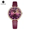 WWOOR Moda Donna Orologio Viola Top Brand di Lusso in Pelle Piccolo Orologio da Donna Orologi da Polso Orologio Relogio Feminino 210527