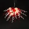 Ruby Red and White Color Lamp Cute Small Hand Blown Glass Chandelier Art Decoration LED Pendant Lighting Living Room Kitchen Lamps 70 by 60 CM