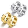 7mm Stainless Steel Classic Matte Polished Finish Edge Hoop Huggie Hinged Earrings for Women Girl with a Velvet Bag