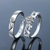 Fashion Simple Opening Sun Moon Rings Minimalist Silver Color Adjustable Ring For Men Women Couple Engagement Jewelry