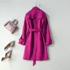 Women's Trench Coats Live Delivery European And American 2022 Spring Model Purple Double-breasted Coat Long Style For Women