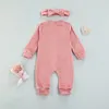 Höst vinter nyfödd baby sammet jumpsuit kläder toddler spädbarn solid färg långärmad rompers med knappar för tjejer pojkar