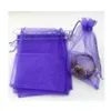 100pcsの紫色のオーガンザジュエリーギフトポーチバッグは、結婚式の好意、ビーズ、ジュエリー7x9cmのためのポーチバッグです。 9x11cm .etc。