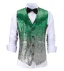 Gilet da uomo Casual lucido con paillettes Gilet da uomo Rosso argento Slim Fit Smoking con scollo a V Scuola Party Gilet blu reale per banchetto di nozze Discoteca