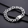 Chaîne à maillons Rock brillant Bracelet homme acier inoxydable poli argent Punk bijoux cadeau Inte22