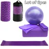 5-7pcs/set Fitness Yoga Ball Set Sports Equipment Include Blocks Massage Strap Resistance Loop Band Home Exercise Balls