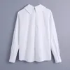 Women Chinese Style Button Decoration White Blouse Female Long Sleeve Shirt Casual Lady Loose Tops Blusas S8889 210430