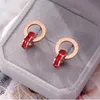 Boucles d'oreilles en cristal et diamant, or Rose, mode, titane, acier, Double plaie, chiffres romains, clous pour femmes, cadeau, bijoux oorbellen, boucles d'oreilles de styliste pour femmes