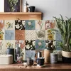 Pencere Çıkartmaları Su Geçirmez Kendinden Yapışkanlı Kiremit Sticker Mutfak Banyo Backsplash Çıkarılabilir Duvar 24 adet Çıkartması Ev Dekoru Çiçek Duvar Kağıdı