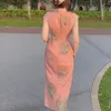 الملابس العرقية التقليدية على الطراز الصيني للنساء Cheongsam الأنيقة السيدات المسائية رداء الثوب الحديثة مثير الأكمام قصيرة Qipao vi243h