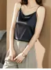 Smmer Koreanische Mode Seide Tank Top Frauen Satin Büro Dame Ärmellose Neckholder Cami Plus Größe XXXL/5XL Grün s für 210531