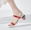Slippers pXelena Design Strawberry Crystal Heels Slides Ladies Party Date Date Dress Vress