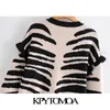 Tricots pour femmes T-shirts pour femmes Femmes 2022 Mode Zebra Imprimer Volants Cropped Cardigan Pull Chic Y2K Tops Vintage Manches longues