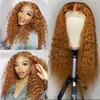 Deep Kinky Curly peruk full spets främre mänskliga hår ombre brun färg syntetiska peruker för svarta kvinnor3270777