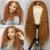 Deep Winky Curly Wig Full Lace Frente Hair Humano ombre Brown Color Wigs sintéticos para mulheres negras