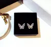 Diamond Butterfly Stud Earrings Women Sweet Simple Fashion Jewelry 925 Sterling Silver Wedding Butterfly Earring for Girls Gift299f
