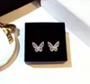 Diamond Butterfly Stud örhängen Kvinnor Söta enkla modesmycken 925 Sterling Silver Wedding Butterfly Earring for Girls Gift299f