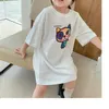 Llegada de verano Niñas Moda Impreso Camiseta Niños Color Caramelo Tops Ropa 210528