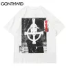 Tshirts Creatieve Distressed Print Korte Mouw Tees Shirts Mens Hip Hop Harajuku Casual Katoen Streetwear Summer Tops 210602