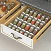 4 Tier Spice Drawer Organizer Acrylic Seasoning Bottle Storage Rack Under Desk Hidden Kitchen Supplies 211112