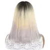 Ishow Transparent 13x1 T Part Lace Human Hair Wigs Brazilian Straight Short Ombre Colored Bob Wig 613 Blonde Blue Red Purple