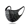 Designer-Pailletten-Gesichtsmaske, Strass-Bling-Baumwoll-Mundmasken für Damen, klassisch, schwarz, staubdicht, Haze-Anti-Staub-Gesichtsmaske w-00801