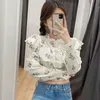 Camisa Blusa Mulheres Chemise Damen Pullover Ruffle Top Manga Larga Femme Manche Longue Blusas Blanche de Verano Câmeras Impressão 210521