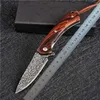 Nova-chegada Flipper Faca Dobrável VG10 Damasco Steel Blade Rosewood + Aços inoxidáveis ​​Folha de folha Punho ao ar livre EDC Bolso Facas de Presentes