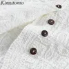 Kimutomo Branco Bordado Bordado Bordado Mulheres Collar Curta Manga Curta Camisa Verão Feminino Breasted Slent Top Elegant 210521