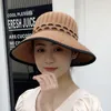 Bonnet/crâne casquettes chapeau femmes coréen couleur Pure tricoté creux été extérieur ouvert haut soleil arc en gros Oliv22