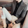 Top Qualität 4XL-M Plus Größe Mode Hahnentritt Anzüge Für Männer Kleidung Slim Fit Business Casual Formal Wear Blazer Jacken 220308