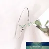 FlyLeaf 100% 925 Sterling Silver Opal Leaves Buds Öppna Armband Bangles För Kvinnor Mode Creative Lady Smycken