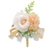 Blume Handgelenk Corsage Boutonniere Handgemachtes Armband Rot Rosa Künstliche Pfingstrose Rose Corsagen Hochzeit Brautjungfer Party Anzug Dekor