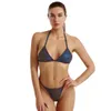 Maillots de bain pour femmes coloré réfléchissant Ins Strappy Split maillots de bain Laser Bikinis mode féminine à la mode maillots de bain 2022 Style