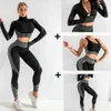 3pcs mulheres sem costura ginásio set yoga roupas sutiã roupas roupas feminina esporte esporte longo manga terno rodando 04