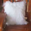 Two Sides White Real Mongolian Lamb Fur Pillow Cover For Sofa Curly Sheep Cushion Covers Bedroom Chair Decorative Pillows Cushion/Decorative