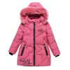 Winter girls' leather coats fashion thickening and real warmth down cotton mid-length parka children's clothes 211204