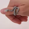 Punk Snake Ring for Men Women Exaggerated Antique Silver Color Fashion Personality Stereoscopic Opening Adjustable Rings